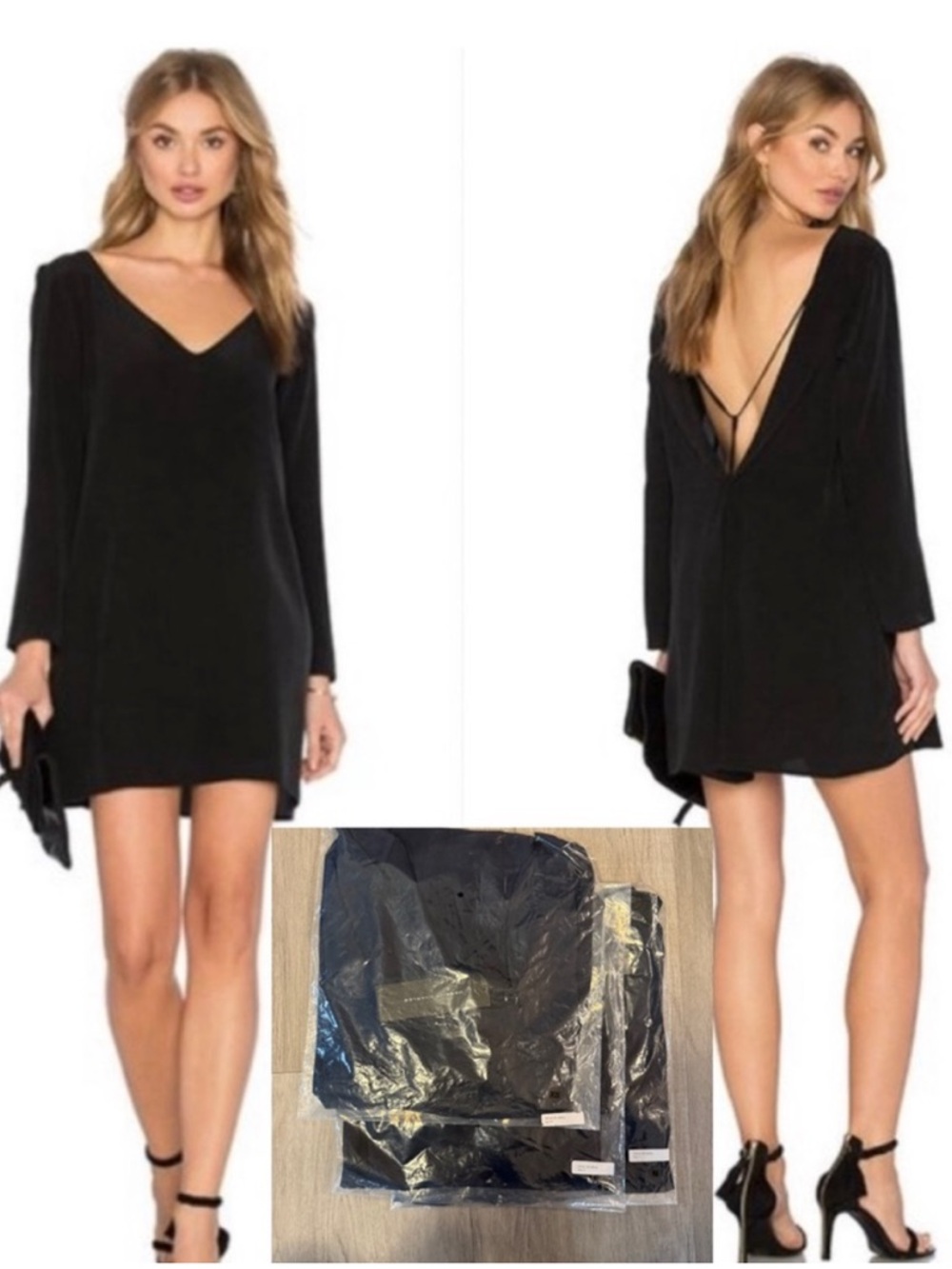 The Spencer Dress | Navy — Navy Blue Long Sleeve V-Neck Backless Mini Dress